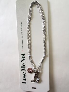 Lose Me Not Universal Phone Wristlet Chain Silver Strap Charm Anti-Drop NEW